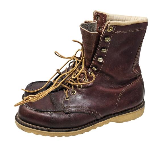 Vintage Santa Rosa Brand 8.5 Brown Leather Lace Up Irish Setter Style Utliity - Picture 1 of 6